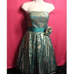 Betsey Johnson Collection Teal and Gold Dress